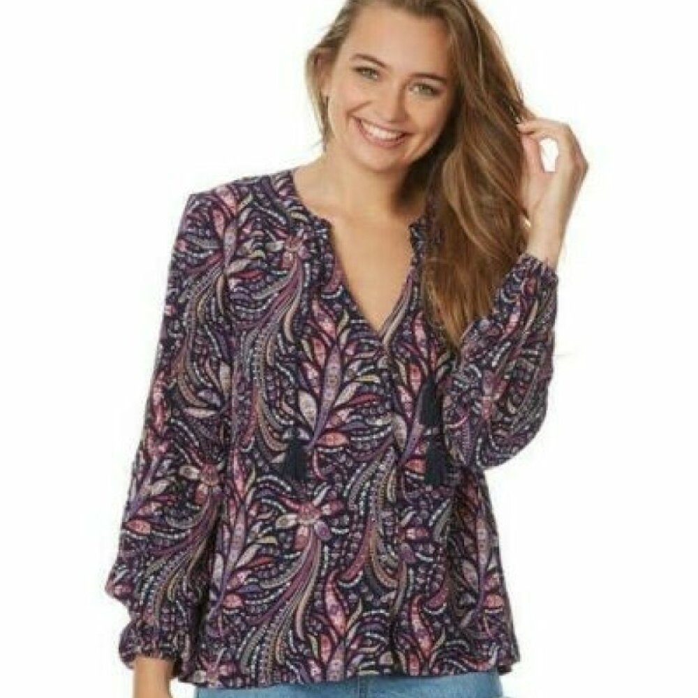 TIGERLILY Bilqis Purple Paisley Long Sleeve Button Shirt Blouse Top NWT RRP$140 - Picture 2 of 16